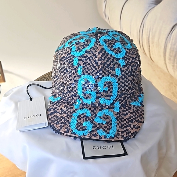 NWT Gucci GG Sequin Baseball Hat Paill Small - Picture 3 of 11
